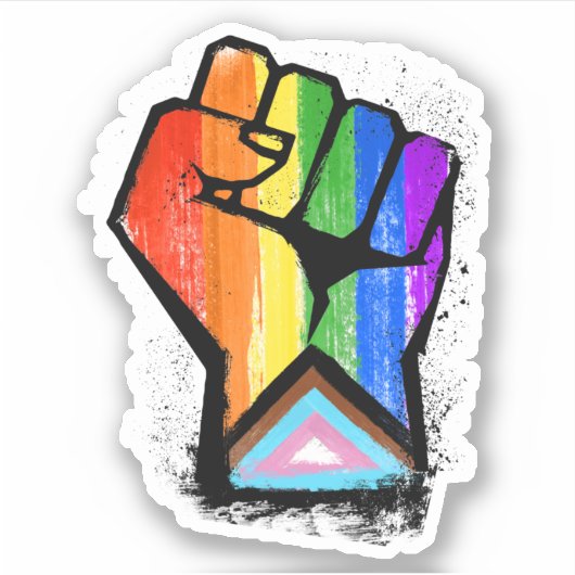 LGBTQ VOORUITGANG PRIDE FIST STICKER (Voorkant)