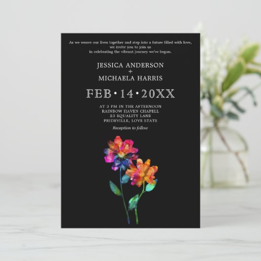 🌈 LGBTQ Vow Bloom Petals & Pride Kaart (Staand voorkant)