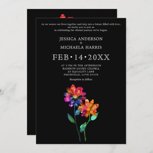 🌈 LGBTQ Vow Bloom Petals & Pride  Kaart (Voorkant / Achterkant)