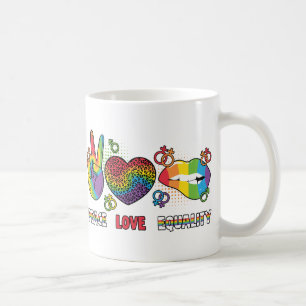 LGBTQ - Vrede, Liefde, Gelijkheid - Regenboog Kleu Koffiemok