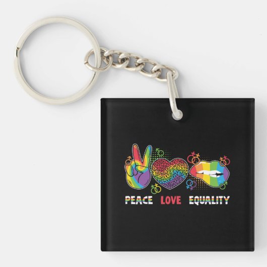 LGBTQ - Vrede, Liefde, Gelijkheid - Regenboog Kleu Sleutelhanger (Voorkant)