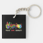 LGBTQ - Vrede, Liefde, Gelijkheid - Regenboog Kleu Sleutelhanger (Achterkant)