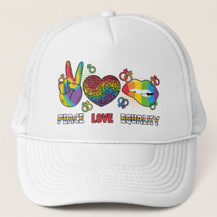 LGBTQ - Vrede, Liefde, Gelijkheid - Regenboog Kleu Trucker Pet