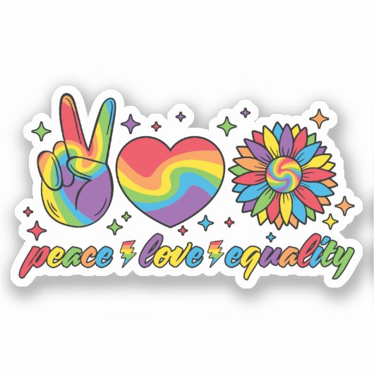 LGBTQ - Vrede, Liefde, Gelijkheid Sticker (Voorkant)