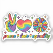 LGBTQ - Vrede, Liefde, Gelijkheid Sticker (Voorkant)