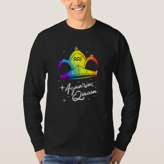 LGBTQ Waterman Koningin Zodiac Met Rainbow Gay Pri T-shirt (Voorkant)