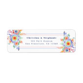 LGBTQ Waterverf Bloemen Bruiloft Retouradres Etiket (Voorkant)