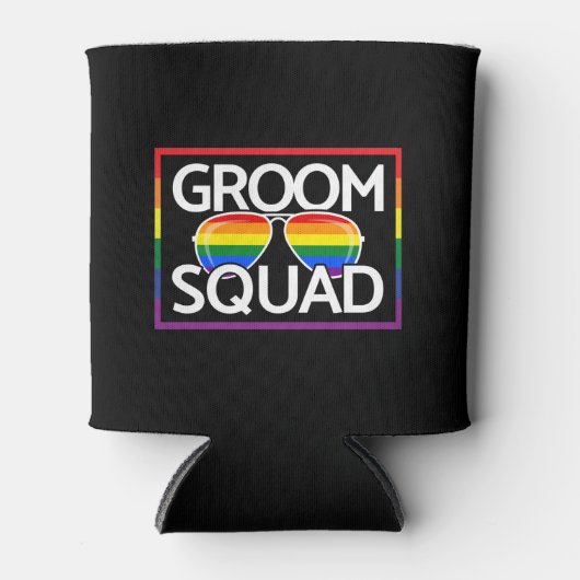 LGBTQ Weddenschap Gay Pride Matching Groomsmen Squ Blikjeskoeler (Voorkant)