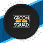LGBTQ Weddenschap Gay Pride Matching Groomsmen Squ Papieren Bordje<br><div class="desc">Dit geweldige homopardenontwerp is perfect voor je 'Groom Squad' LGBTQ, lesbische of homo bruiloft party groep groomsmen die draag op een vrijgezellenfeest of verlovingsfeest om je gisteravond te vieren voordat je trouwt! Design is voorzien van het "Groom Squad" gay pride regenboogvlag bachelor party thema met zonnebril van de aviator. Ideaal...</div>