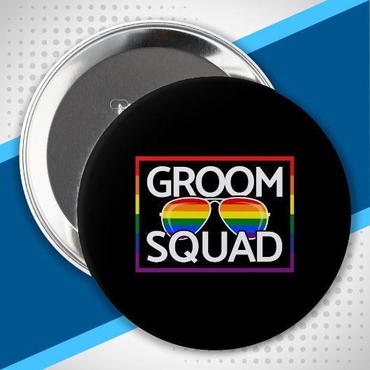 LGBTQ Weddenschap Gay Pride Matching Groomsmen Squ Ronde Button 4,0 Cm