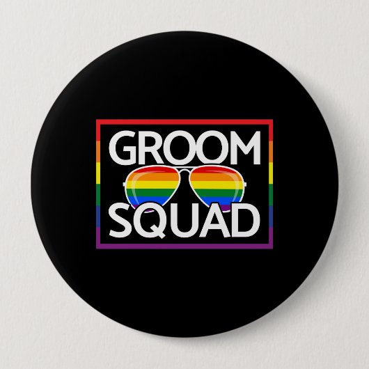 LGBTQ Weddenschap Gay Pride Matching Groomsmen Squ Ronde Button 4,0 Cm (Voorkant)
