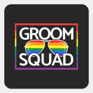 LGBTQ Weddenschap Gay Pride Matching Groomsmen Squ Vierkante Sticker