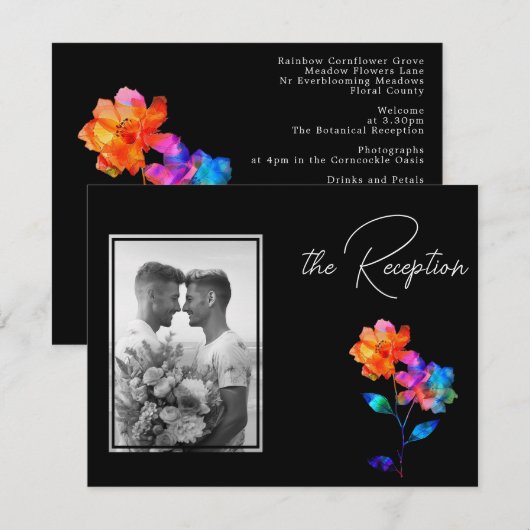 🌈 LGBTQ Wedding reception & photo Petals & Pride Informatiekaartje (Voorkant / Achterkant)