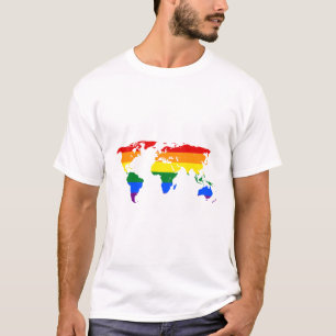 LGBTQ Wereldkaart Regenboog T-shirt