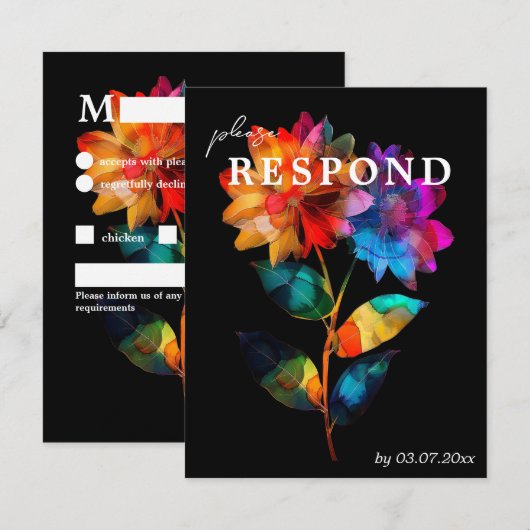 🌈 LGBTQ With dietary choice  Petals & Pride  RSVP Kaartje (Voorkant / Achterkant)
