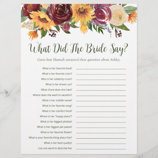 LGBTQ Zonnebloemen Bruidsmeisjes Spellen Flyer (Achterkant)