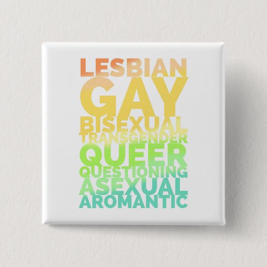 LGBTQA VIERKANTE BUTTON 5,1 CM (Voorkant)