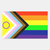 LGBTQI PRIDE FLAG RECHTHOEKIGE STICKER (Voorkant)
