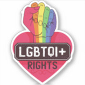 LGBTQI-rechten Rainbow Flag Fist Pride Maart Sticker (Voorkant)
