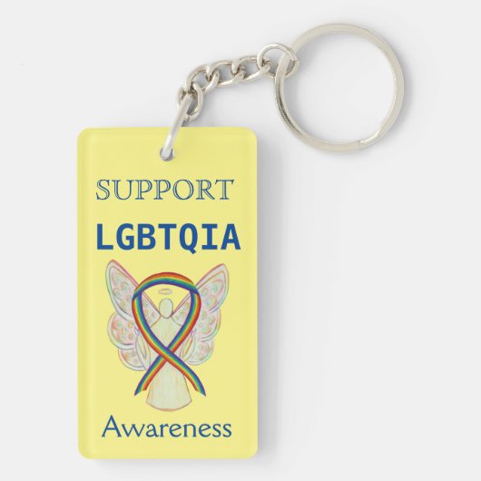 LGBTQIA Angel Rainbow Awareness Ribbon Sleutelhang Sleutelhanger (achterkant)
