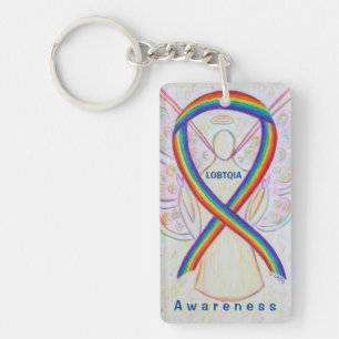 LGBTQIA Angel Rainbow Awareness Ribbon Sleutelhang Sleutelhanger