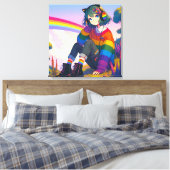 LGBTQIA+ Anime Meisje Lesbische Pride Canvas Afdruk (Insitu (Slaapkamer))
