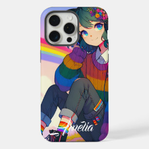 LGBTQIA+ Anime Meisje Lesbische Pride Gepersonalis iPhone 15 Pro Max Case
