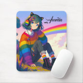 LGBTQIA+ Anime Meisje Lesbische Pride Gepersonalis Muismat (Met muis)