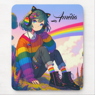 LGBTQIA+ Anime Meisje Lesbische Pride Gepersonalis Muismat