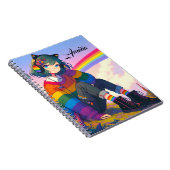 LGBTQIA+ Anime Meisje Lesbische Pride Gepersonalis Notitieboek (Rechterzijde)