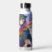 LGBTQIA+ Anime Meisje Lesbische Pride Gepersonalis Waterfles (Links)