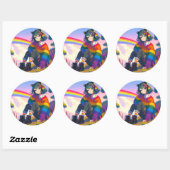 LGBTQIA+ Anime Meisje Lesbische Pride Ronde Sticker (Vel)