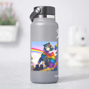 LGBTQIA+ Anime Meisje Lesbische Pride Sticker