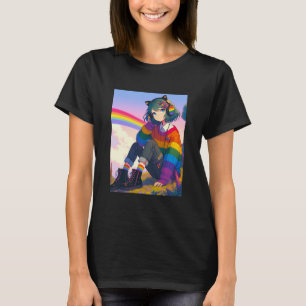 LGBTQIA+ Anime Meisje Lesbische Pride T-shirt