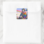LGBTQIA+ Anime Meisje Lesbische Pride Vierkante Sticker (Tas)