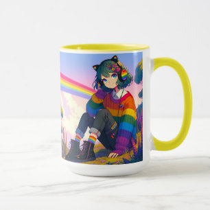 LGBTQIA+ Anime Meisje Lesbische Trots Persoonlijk Mok