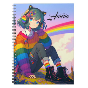 LGBTQIA+ Anime Meisje Lesbische Trots Persoonlijk Notitieboek