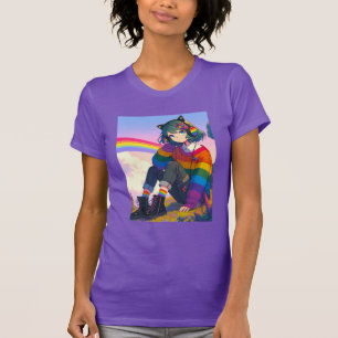 LGBTQIA+ Anime Meisje Lesbische Trots  T-shirt