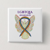 LGBTQIA Awareness Ribbon Custom Button Pin (Voorkant)