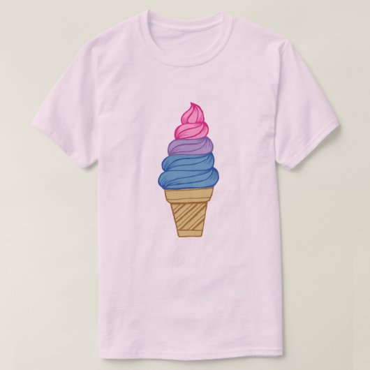 LGBTQIA+ Bisexual Pride Soft Serve Ice Cone T-shirt (Design voorkant)
