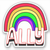 LGBTQIA+-bondgenoot | Schattigee Rainbow Support P Sticker (Voorkant)