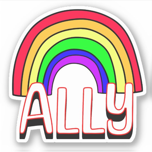 LGBTQIA+-bondgenoot | Schattigee Rainbow Support P Sticker (Voorkant)