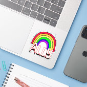 LGBTQIA+-bondgenoot | Schattigee Rainbow Support P Sticker (Laptop met iPhone)