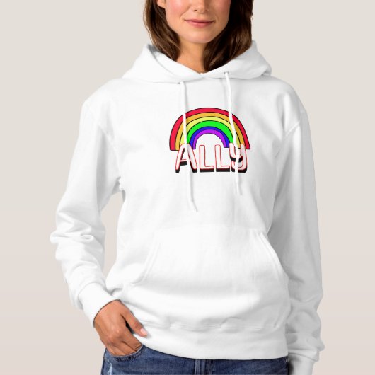 LGBTQIA+-bondgenoot | Schattigee Regenboog en Hart Hoodie (Voorkant)