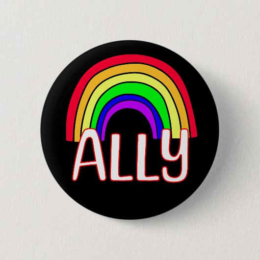 LGBTQIA+-bondgenoot | Schattigee Regenboog en Hart Ronde Button 5,7 Cm (Voorkant)