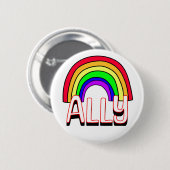 LGBTQIA+-bondgenoot | Schattigee Regenboog en Hart Ronde Button 5,7 Cm (Voorkant /achterkant)