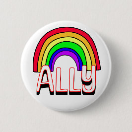 LGBTQIA+-bondgenoot | Schattigee Regenboog en Hart Ronde Button 5,7 Cm