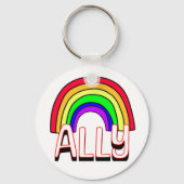 LGBTQIA+-bondgenoot | Schattigee Regenboog en Hart Sleutelhanger (Achterkant)