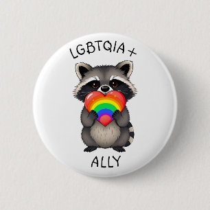 LGBTQIA+-bondgenoot Wasbeer met regenbooghart Ronde Button 5,7 Cm