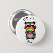 LGBTQIA+-bondgenoot | Wasbeer met regenbooghart Ronde Button 5,7 Cm (Voorkant /achterkant)